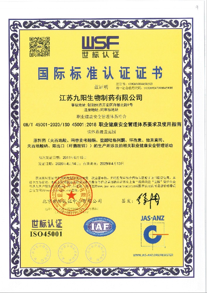 世标认证---职业健康安全管理体系中文版